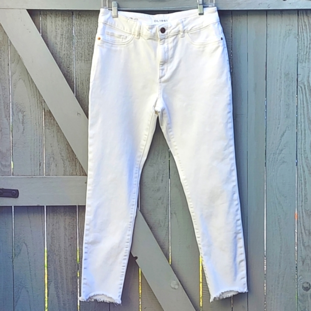 DL1961 White Denim Farrow Instaslim Ankle Cape Cod 28